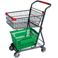 Double basket trolley/Wire metal shopping trolley/Popular two tier carts